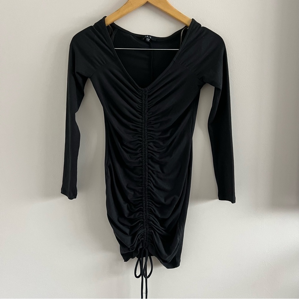 Iris Black Ruched Bodycon Dress – Size Small